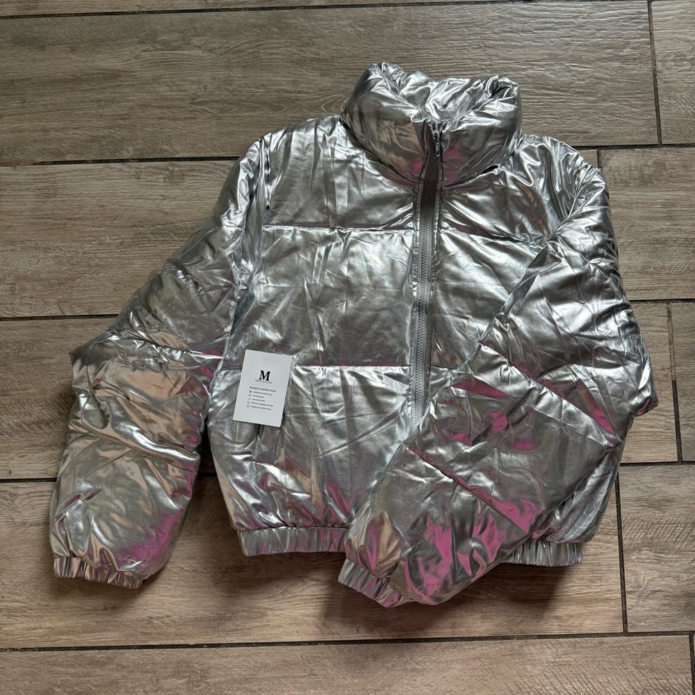 Silver Metallic Puffer Jacket